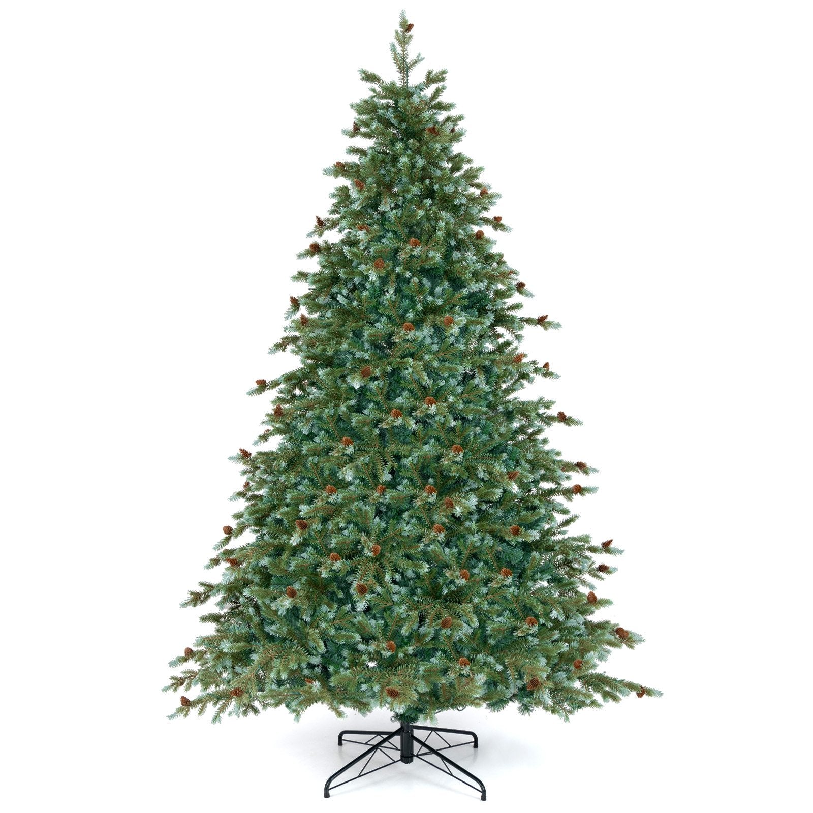 6/7/8 Feet Christmas Tree with Warm White LED Lights and Pine Cones-7 ft, Green Christmas Tree   at Gallery Canada