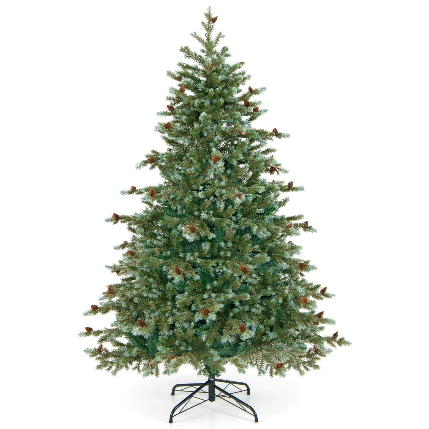 6/7/8 Feet Christmas Tree with Warm White LED Lights and Pine Cones-6 ft, Green Christmas Tree   at Gallery Canada