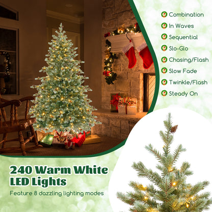 6/7/8 Feet Christmas Tree with Warm White LED Lights and Pine Cones-6 ft, Green Christmas Tree   at Gallery Canada