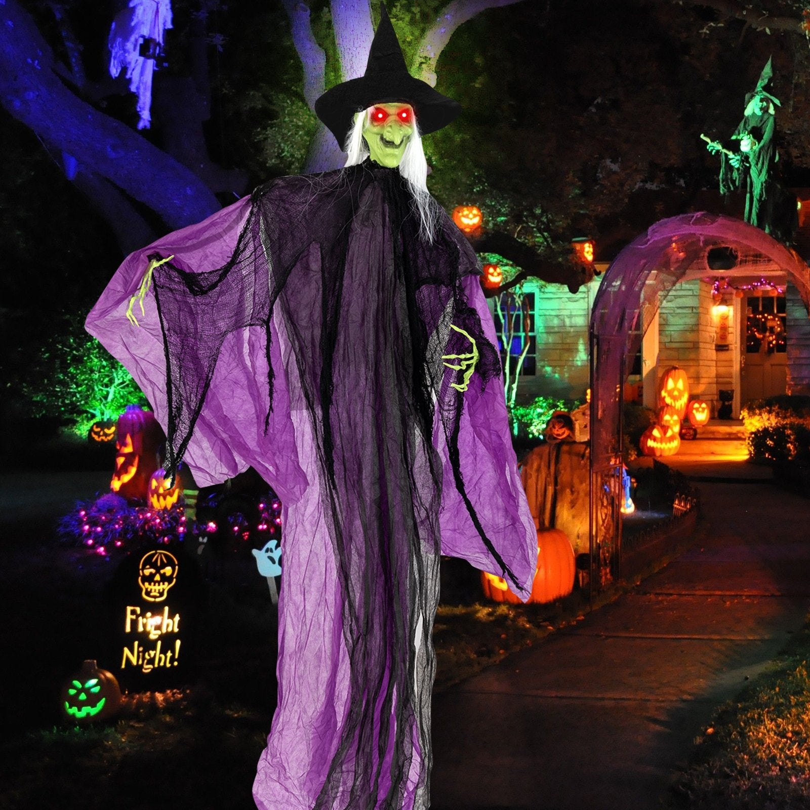 7.2 ft Halloween Standing Witch with Lighted Eyes and Automatic Arm Movement Halloween   at Gallery Canada