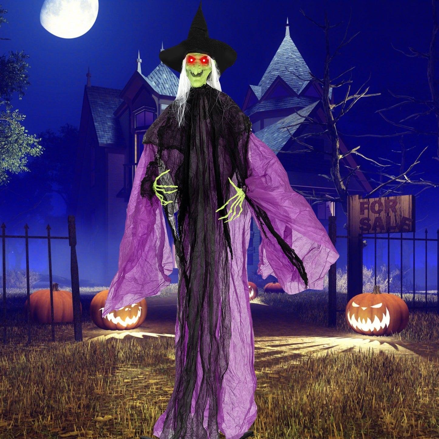 7.2 ft Halloween Standing Witch with Lighted Eyes and Automatic Arm Movement Halloween   at Gallery Canada