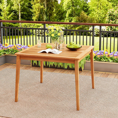 39 Inch Acacia Wood Dining Square Bistro Table with 1.96 Inch Umbrella Hole, Natural Patio Dining Tables   at Gallery Canada