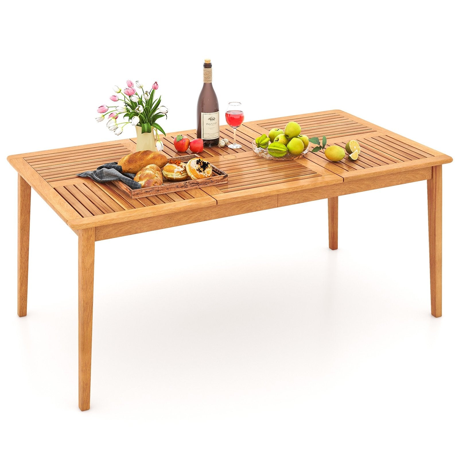 6-Person Outdoor Acacia Wood Rectangular Bistro Dining Table, Natural Patio Dining Tables   at Gallery Canada