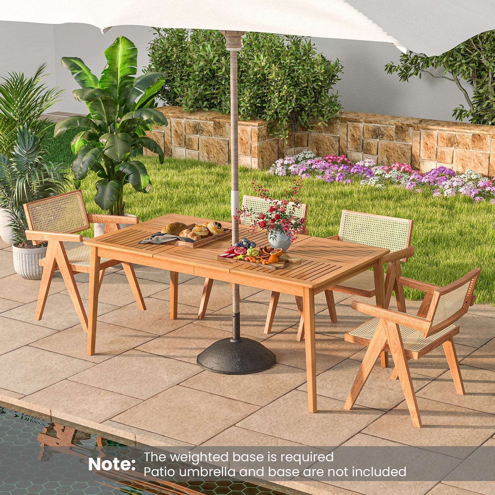 6-Person Outdoor Acacia Wood Rectangular Bistro Dining Table, Natural Patio Dining Tables   at Gallery Canada