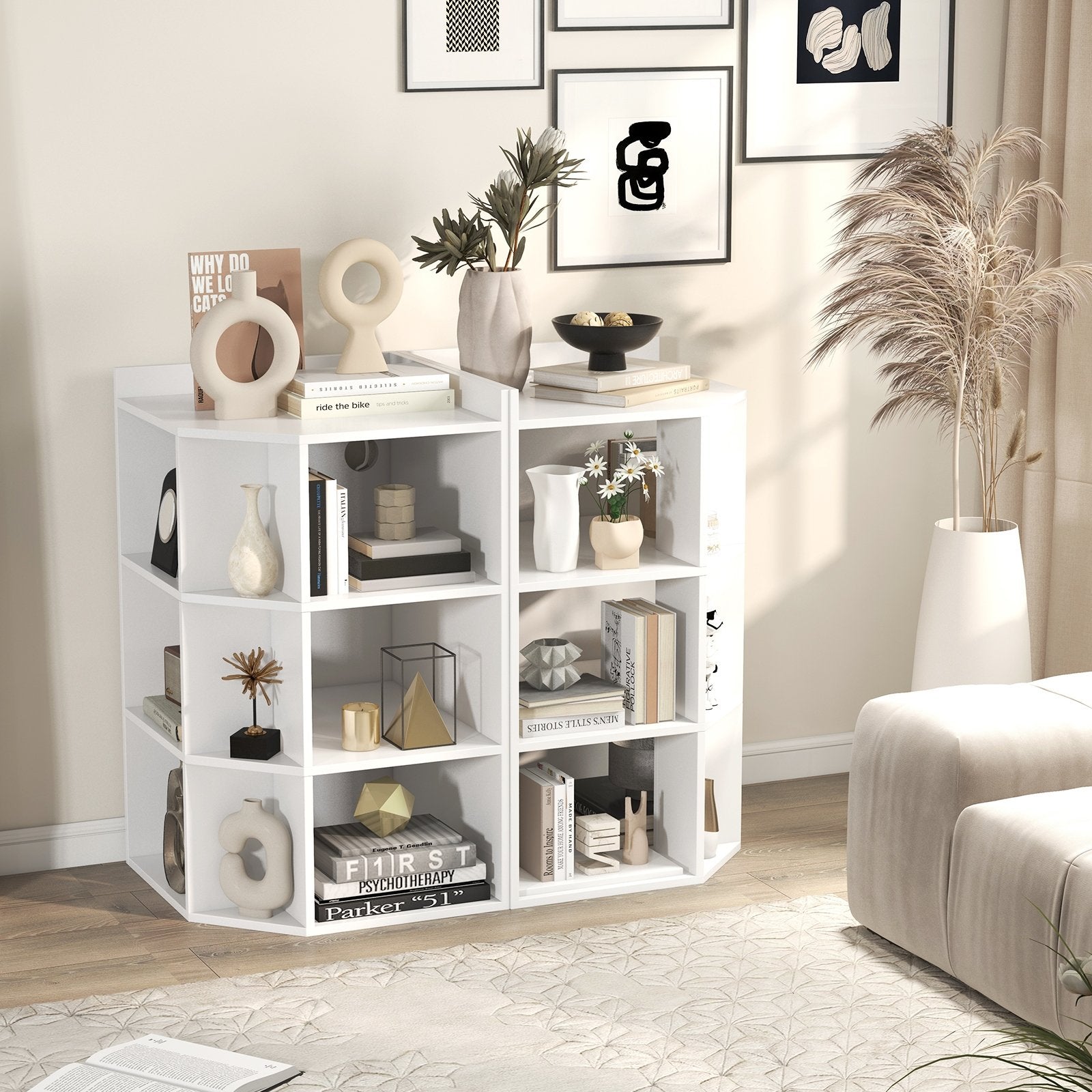 3-Tier Corner Cabinet with Charging Station for Bedroom, White Cabinets & Chests   at Gallery Canada