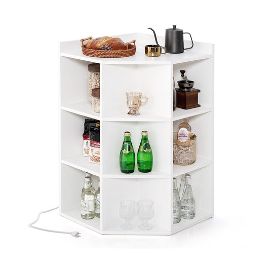 3-Tier Corner Cabinet with Charging Station for Bedroom, White Cabinets & Chests White  at Gallery Canada