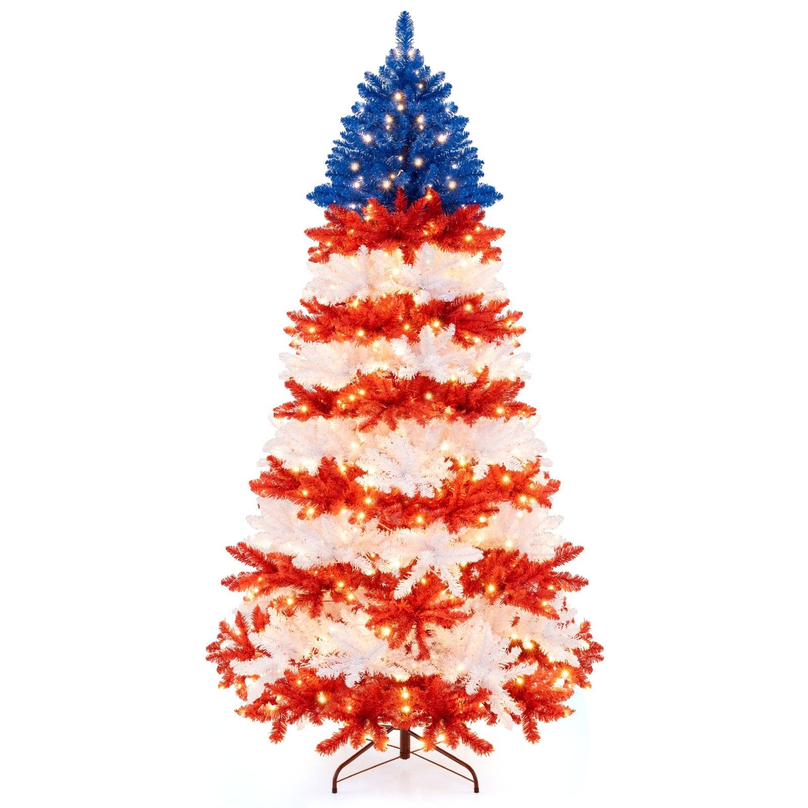 7.5 Feet Artificial Christmas Tree with Warm White LED Lights, Multicolor Christmas Tree   at Gallery Canada