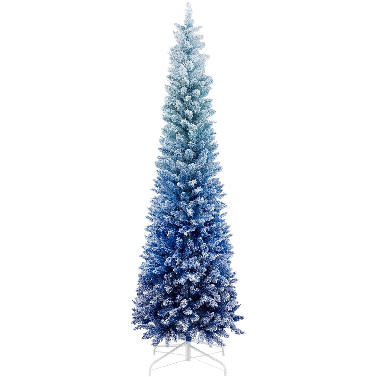 7 Feet Blue Gradient Snow Flocked Artificial Christmas Tree, Blue Christmas Tree Blue  at Gallery Canada