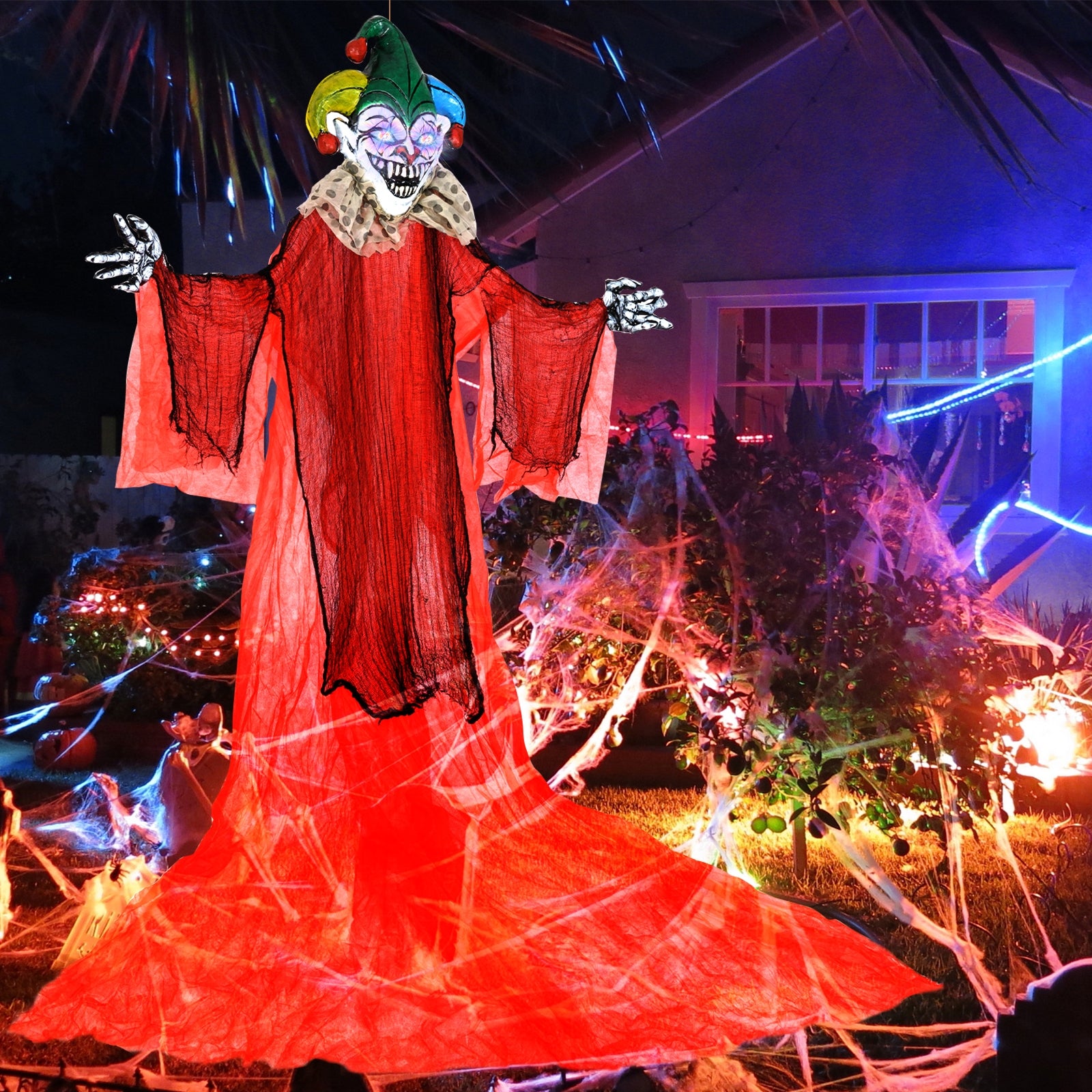 Halloween Hanging Clown with Wings and Lighted Colorful Eyes, Red Halloween at Gallery Canada
