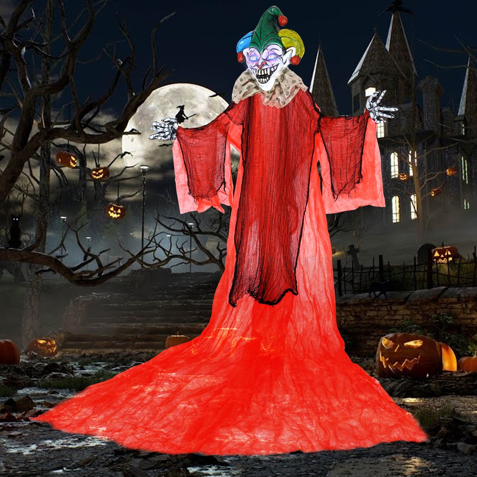 Halloween Hanging Clown with Wings and Lighted Colorful Eyes, Red Halloween at Gallery Canada