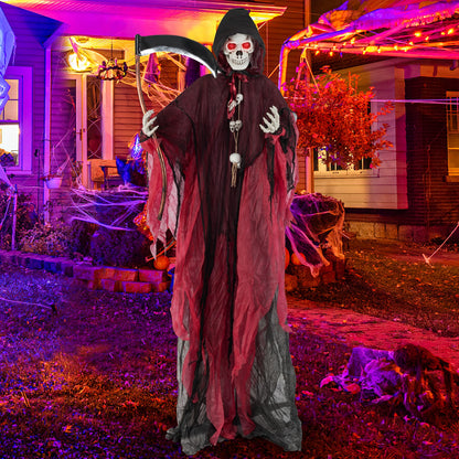 8 Feet Halloween Standing Grim Reaper with Terrifying Sounds and Lighted Eyes, Black & Red Halloween   at Gallery Canada