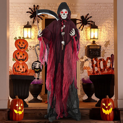 8 Feet Halloween Standing Grim Reaper with Terrifying Sounds and Lighted Eyes, Black & Red Halloween   at Gallery Canada