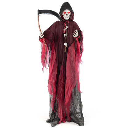 8 Feet Halloween Standing Grim Reaper with Terrifying Sounds and Lighted Eyes, Black & Red Halloween Black & Red  at Gallery Canada