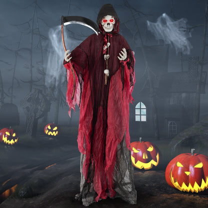 8 Feet Halloween Standing Grim Reaper with Terrifying Sounds and Lighted Eyes, Black & Red Halloween   at Gallery Canada