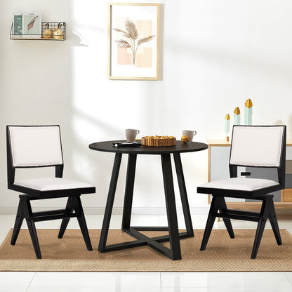 Swivel Wooden Dining Chair Set of 2 with Rubber Wood Frame and Padded Seat, Black Dining Chairs   at Gallery Canada