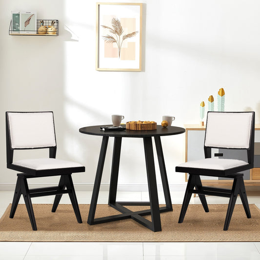 Swivel Wooden Dining Chair Set of 2 with Rubber Wood Frame and Padded Seat, Black Dining Chairs Black  at Gallery Canada