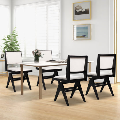 Swivel Wooden Dining Chair Set of 2 with Rubber Wood Frame and Padded Seat, Black Dining Chairs   at Gallery Canada