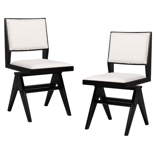 Swivel Wooden Dining Chair Set of 2 with Rubber Wood Frame and Padded Seat, Black Dining Chairs Black  at Gallery Canada