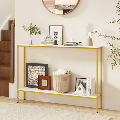 44 Inch Console Table with Shelf with Dual Anti-Tipping Kits, White Console Tables   at Gallery Canada