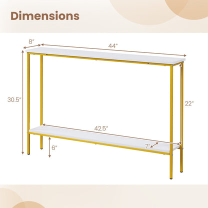 44 Inch Console Table with Shelf with Dual Anti-Tipping Kits, White Console Tables   at Gallery Canada