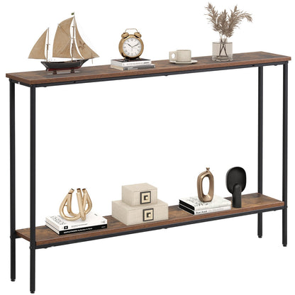 44 Inch Console Table with Shelf with Dual Anti-Tipping Kits, Rustic Brown Console Tables Rustic Brown  at Gallery Canada