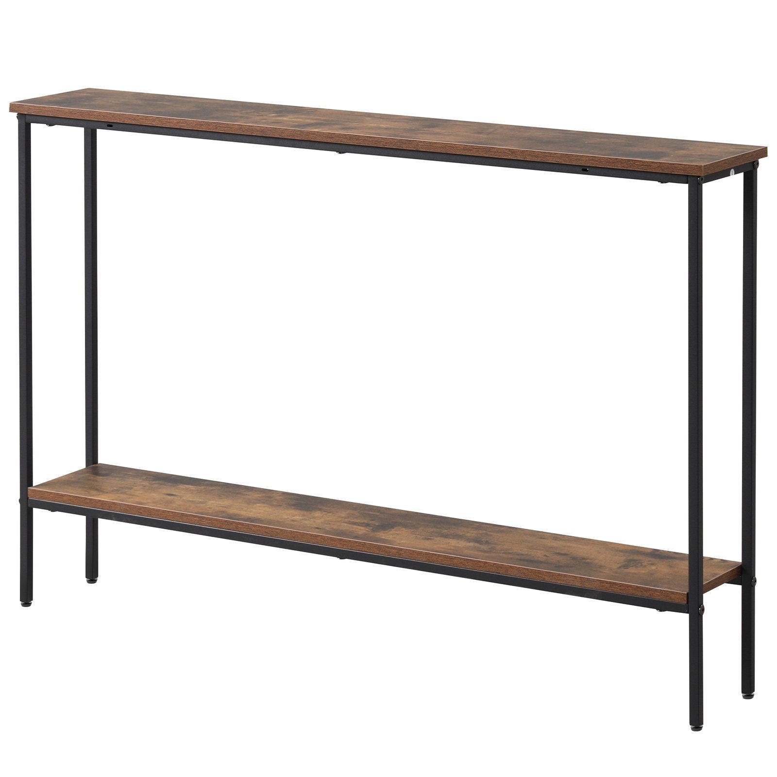 44 Inch Console Table with Shelf with Dual Anti-Tipping Kits, Rustic Brown Console Tables   at Gallery Canada