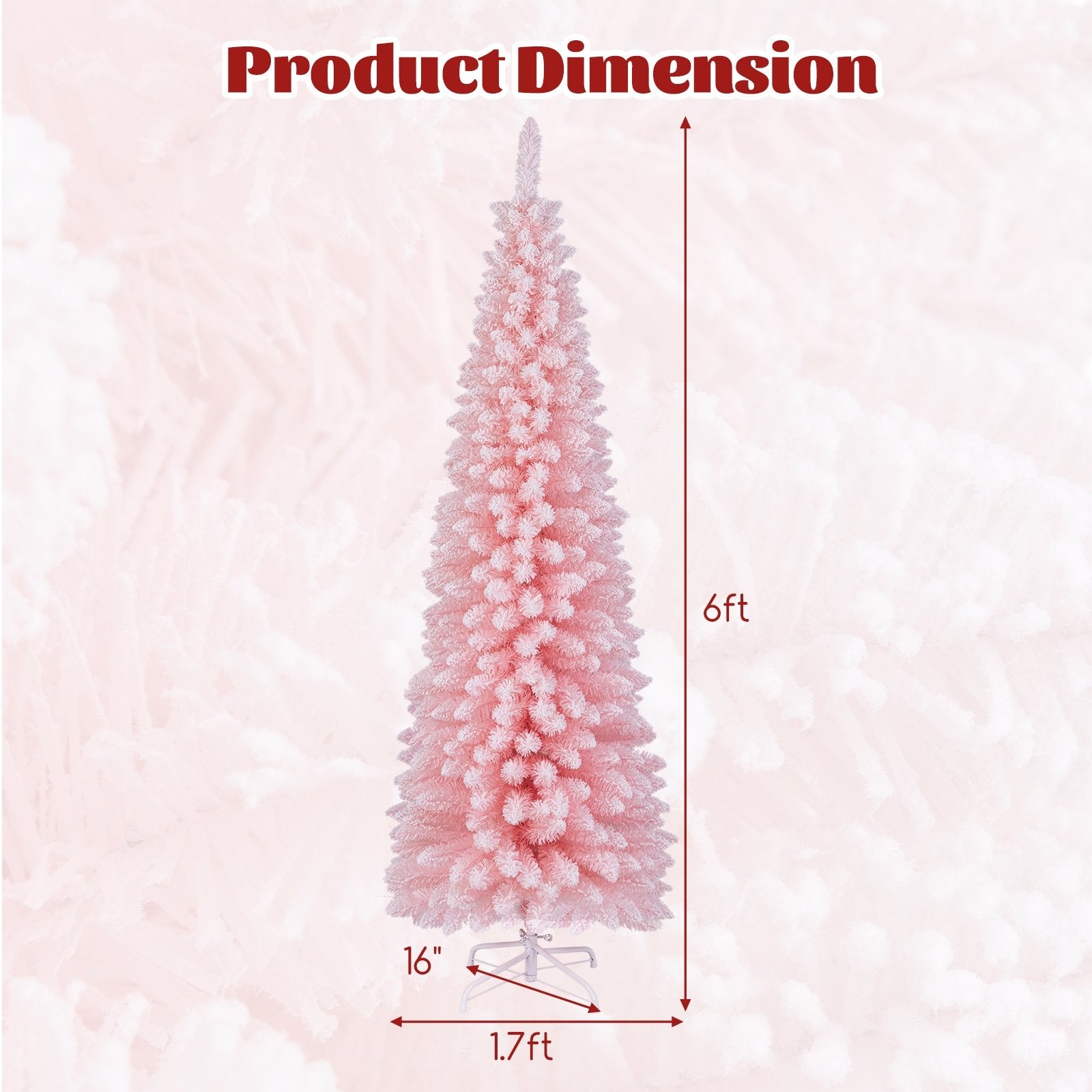 6 FT Artificial Pink Christmas Tree with 460 Branch Tips for Holiday, Pink Christmas Tree   at Gallery Canada