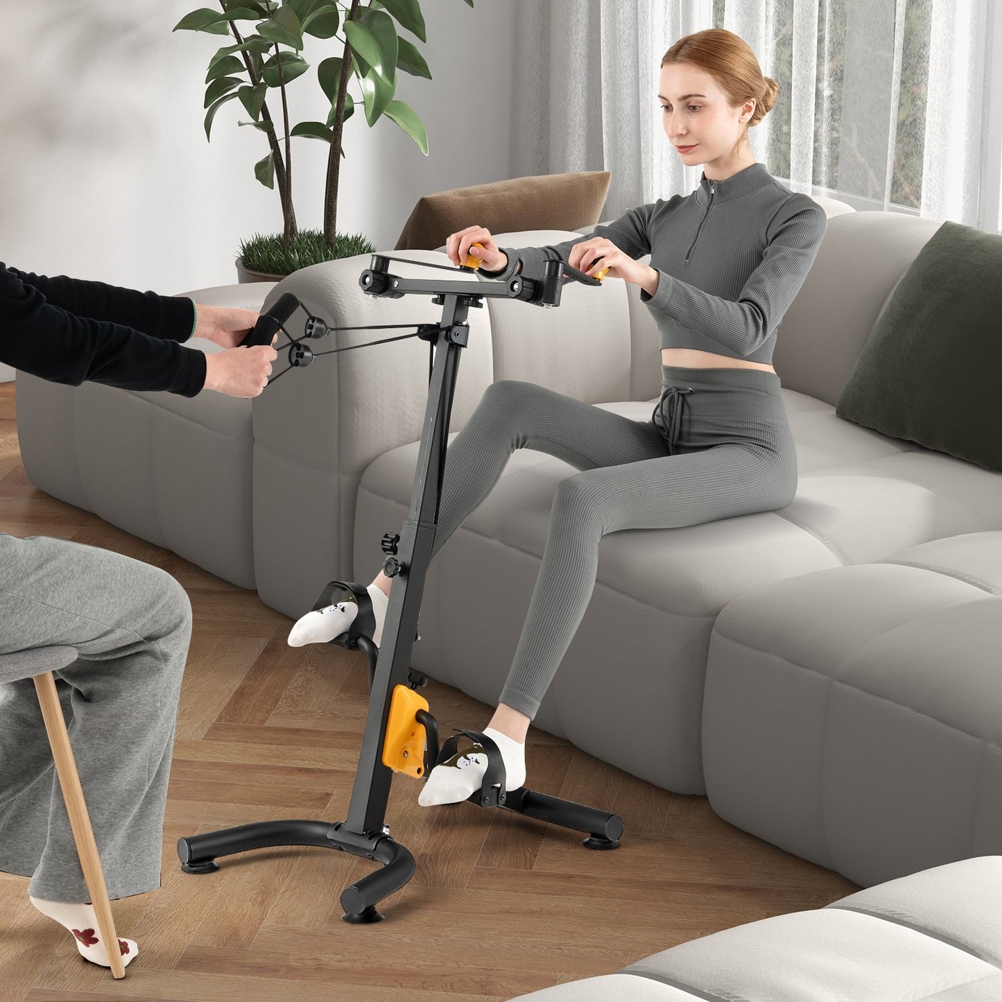 Pedal Exerciser with Adjustable Handgrip for Seniors, Yellow Exercise Bikes   at Gallery Canada