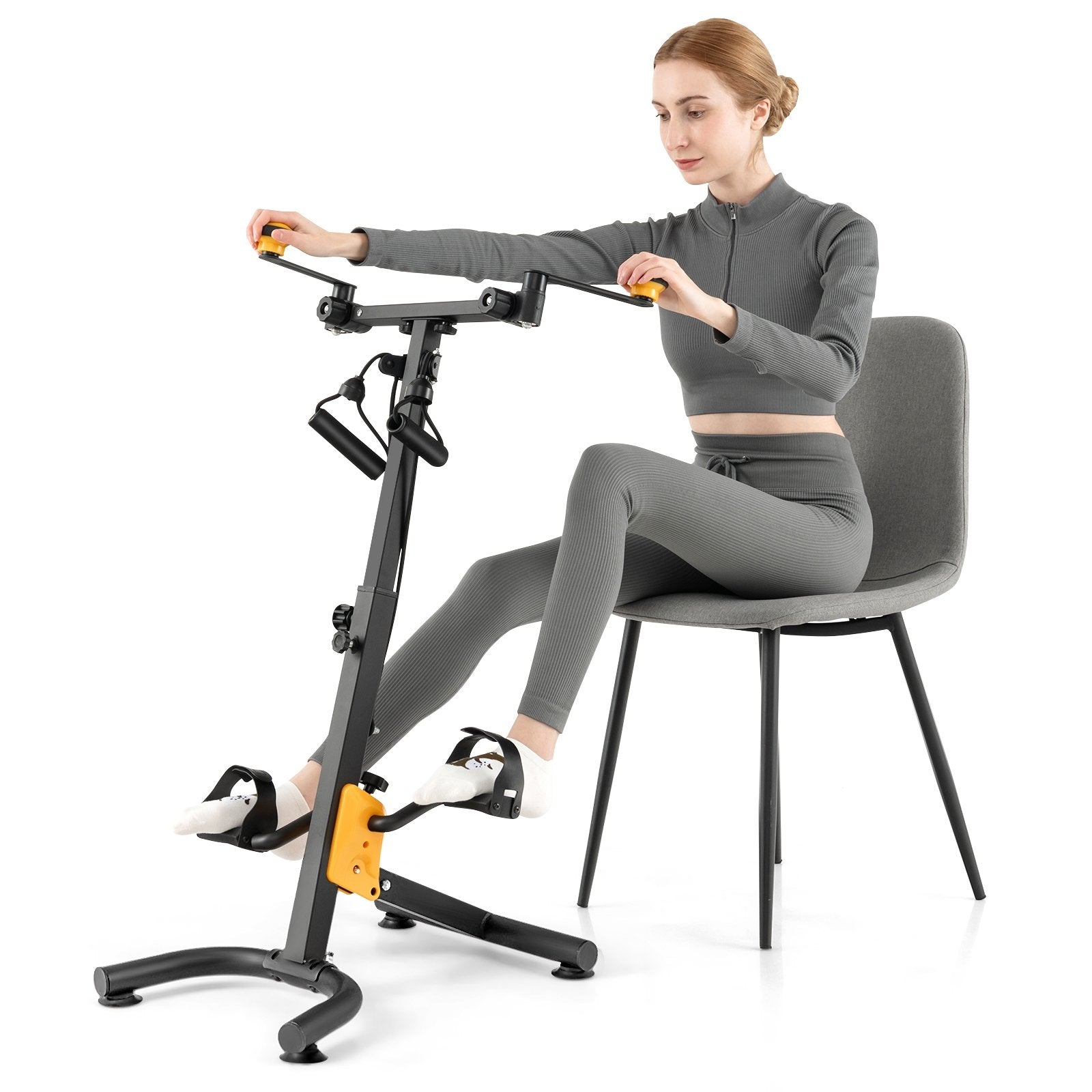 Pedal Exerciser with Adjustable Handgrip for Seniors, Yellow Exercise Bikes Yellow  at Gallery Canada