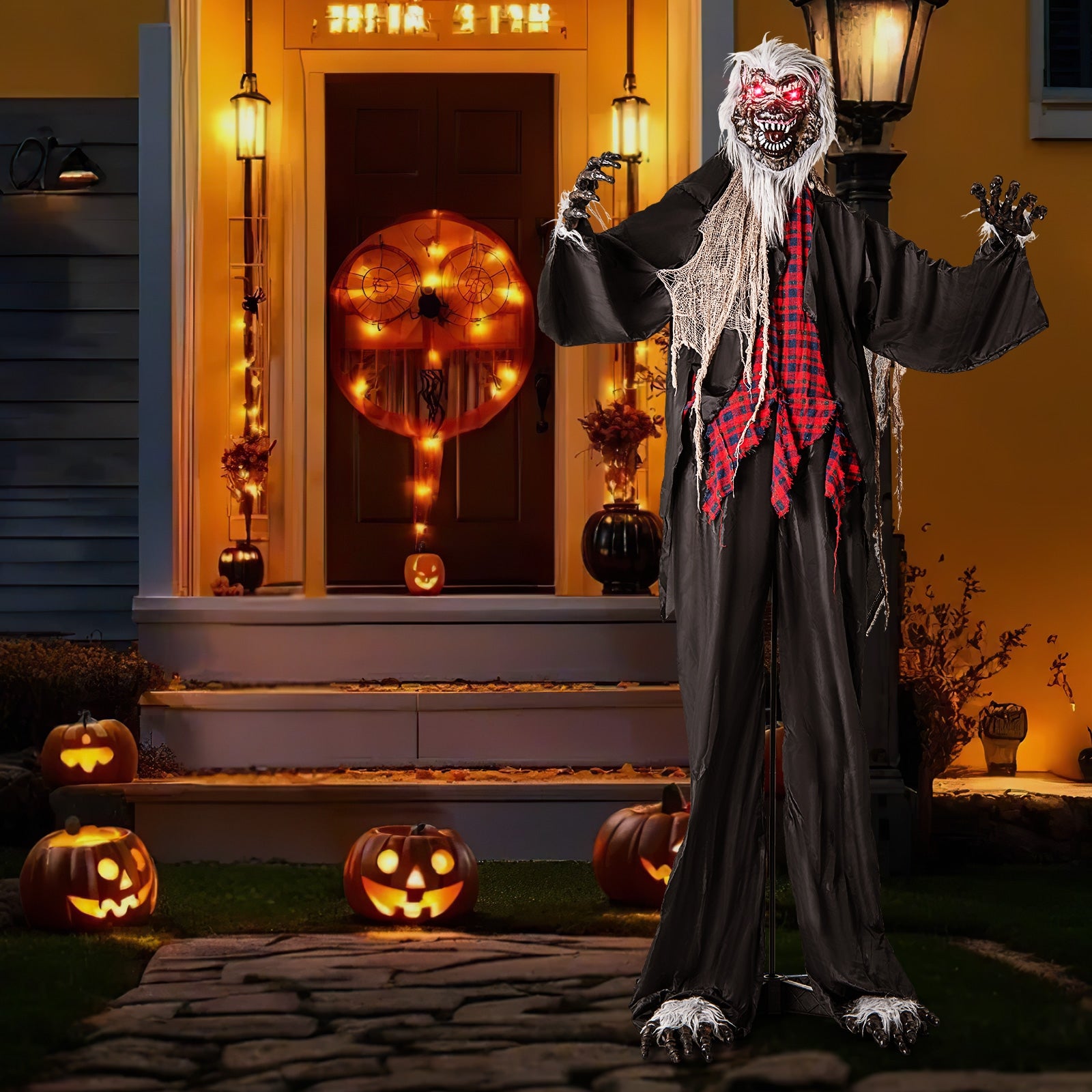 8.2 FT Standing Animatronic Werewolf with Howling Sounds  Red Flashing Eyes and Poseable Arms Halloween   at Gallery Canada