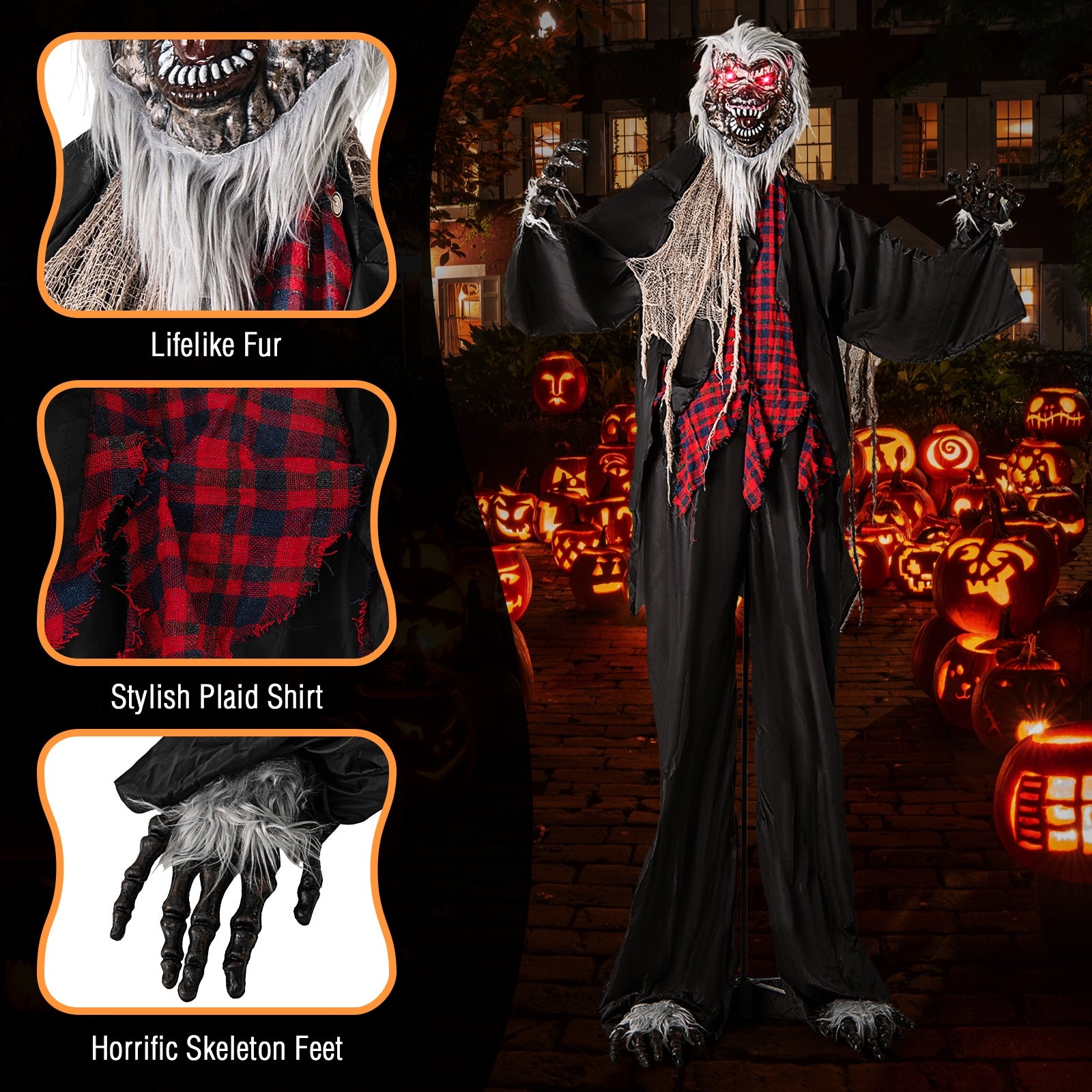 8.2 FT Standing Animatronic Werewolf with Howling Sounds  Red Flashing Eyes and Poseable Arms Halloween   at Gallery Canada