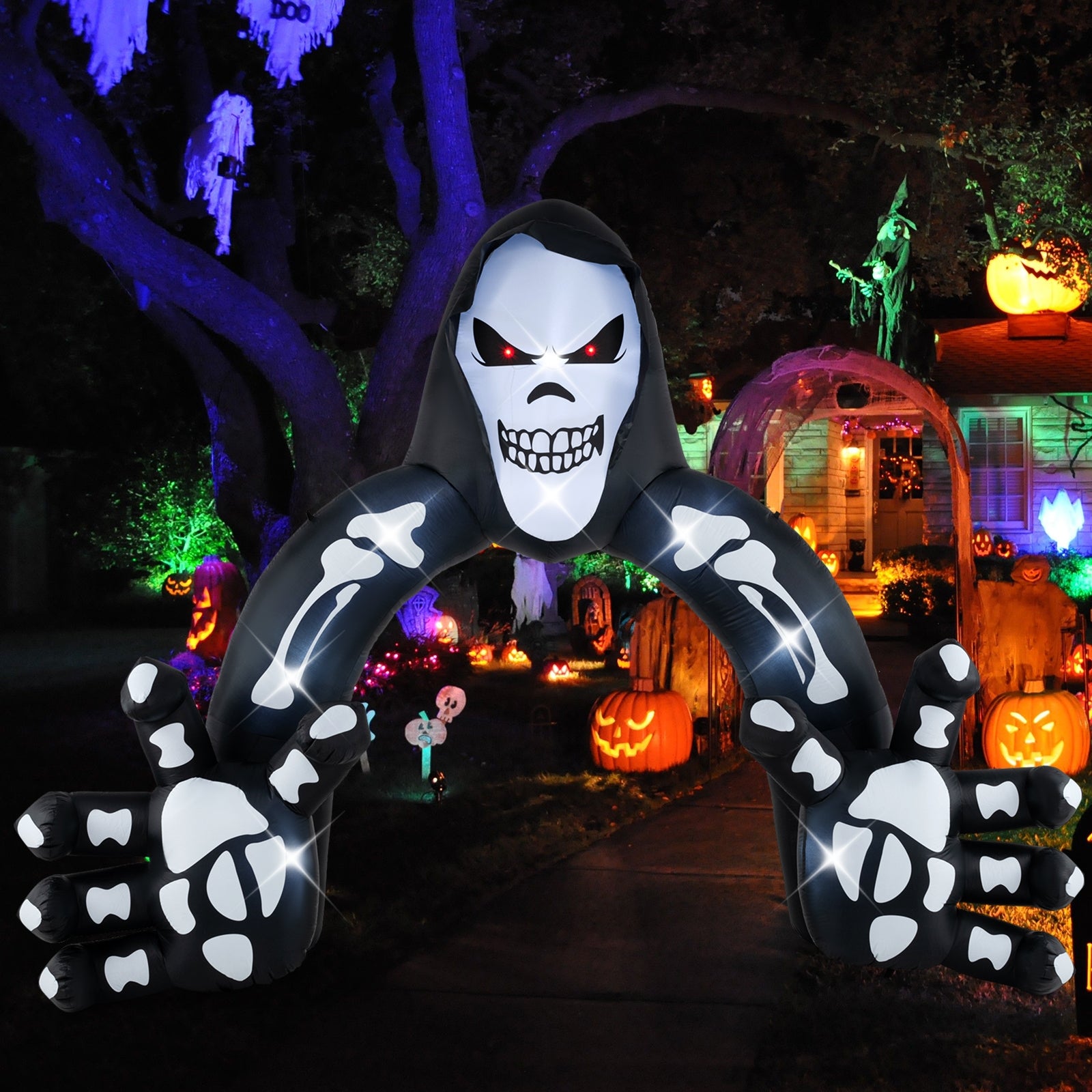 Halloween Inflatable Grim Reaper Archway with Stakes and Water Bags, Black & White Halloween   at Gallery Canada