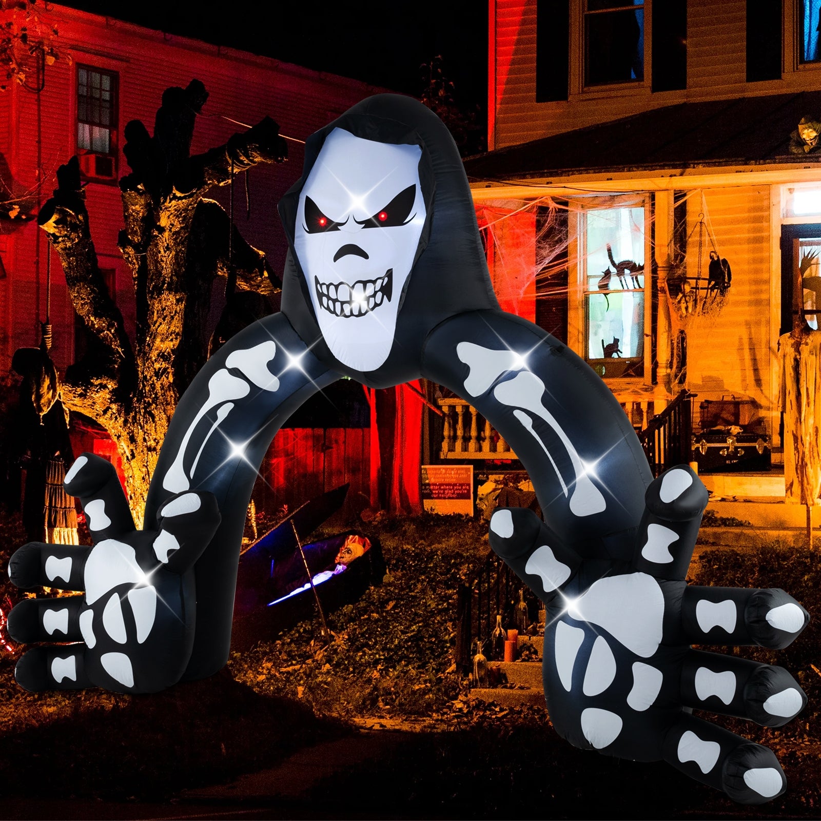 Halloween Inflatable Grim Reaper Archway with Stakes and Water Bags, Black & White Halloween   at Gallery Canada