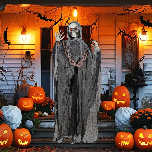 6.4 ft Halloween Standing Grim Reaper with Lighted Eyes  Automatic Arm Movement and Terrifying Sounds Halloween Options  at Gallery Canada