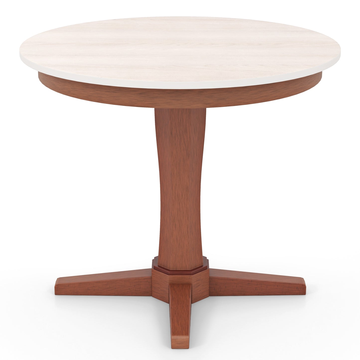 35 Inches Wooden Round Dining Table with Pedestal Base, White Dining Tables   at Gallery Canada