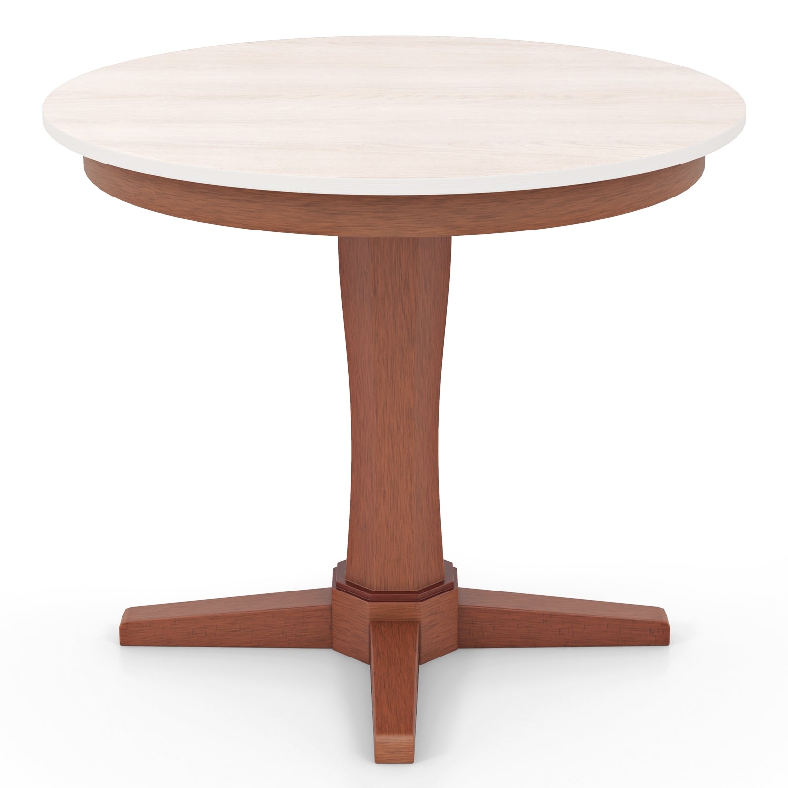 35 Inches Wooden Round Dining Table with Pedestal Base, White Dining Tables   at Gallery Canada