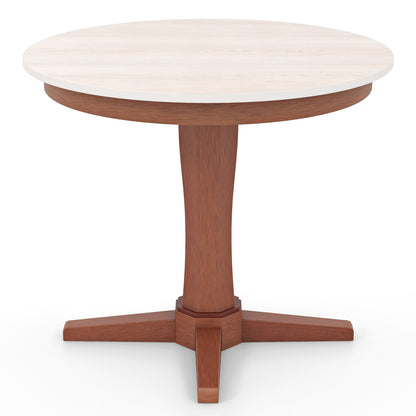 35 Inches Wooden Round Dining Table with Pedestal Base, White Dining Tables   at Gallery Canada