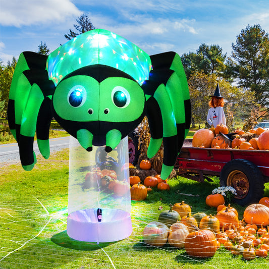 6 Feet Halloween Inflatable Spider with 3 Color Rotating Light, Green Halloween Green  at Gallery Canada