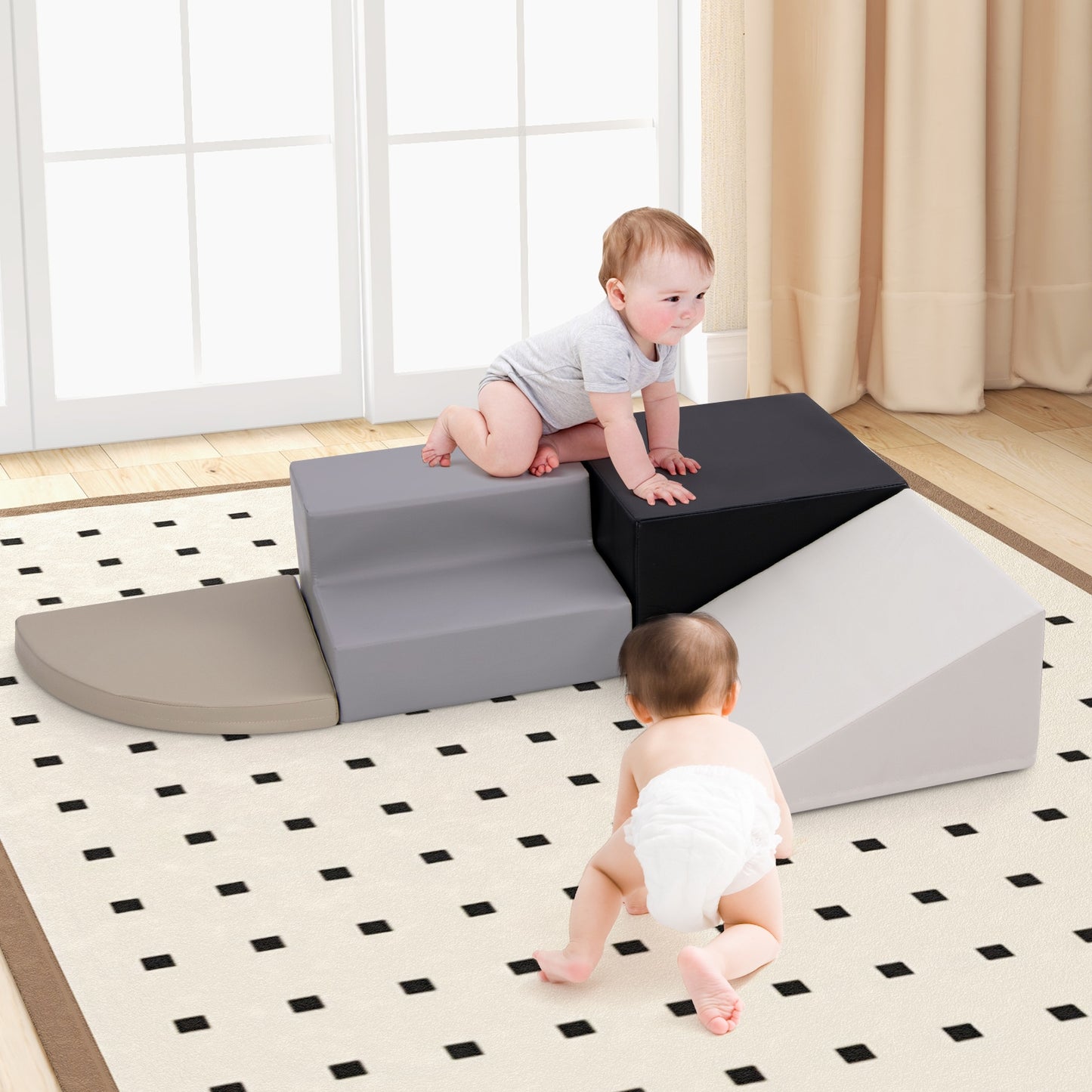 4-Piece Climb and Crawl Foam Block Play Set for Infant Baby, Black Baby Gyms & Playmats   at Gallery Canada