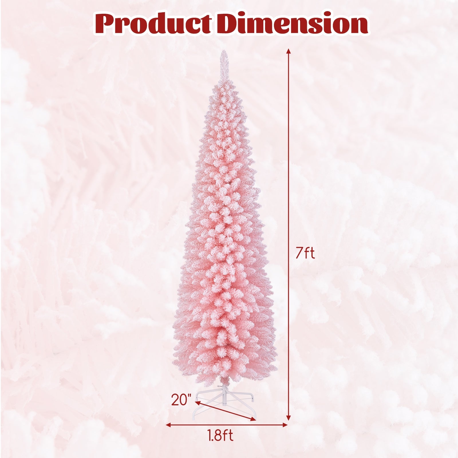 Snow Flocked 7 FT Artificial Pink Xmas Tree with 635 Branch Tips, Pink Christmas Tree at Gallery Canada