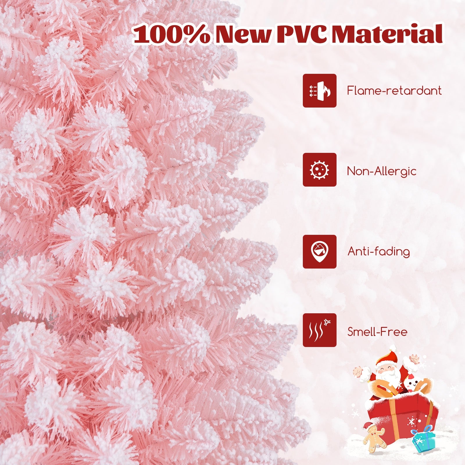 Snow Flocked 7 FT Artificial Pink Xmas Tree with 635 Branch Tips, Pink Christmas Tree at Gallery Canada