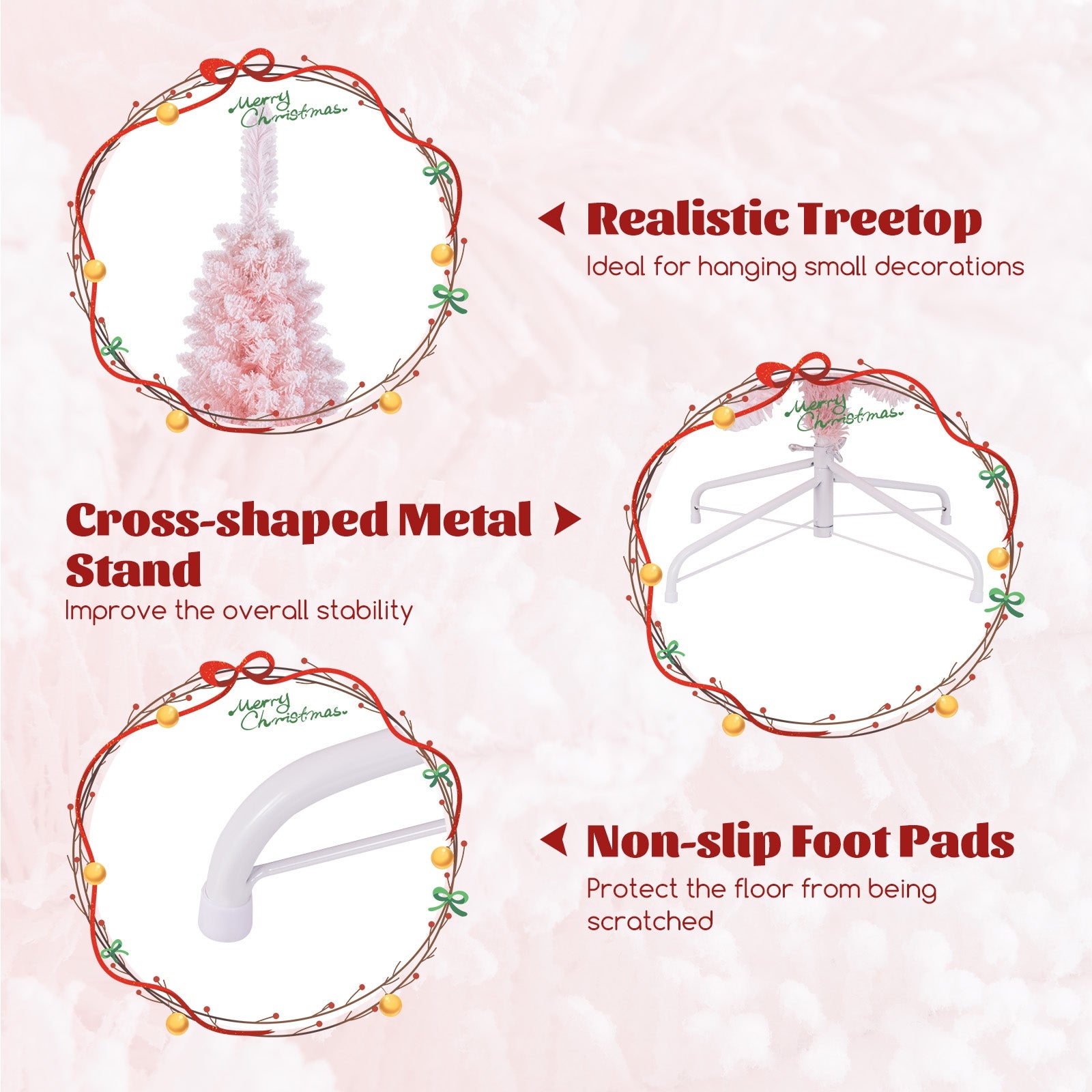 Snow Flocked 7 FT Artificial Pink Xmas Tree with 635 Branch Tips, Pink Christmas Tree at Gallery Canada