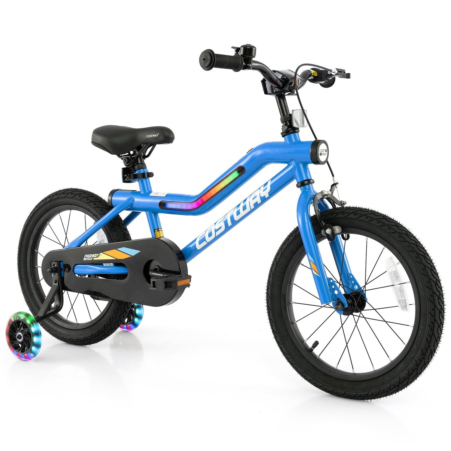 16 Inch Kids Bike LED Lighted Adjustable with Training Wheels for 4-7 Years Old Kids-16 inches, Navy Kids Bike 16 inch - Navy Blue  at Gallery Canada