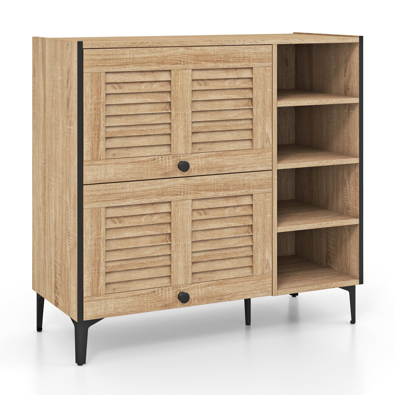 Shoe Rack Organizer with Flip-up See-through Doors and Adjustable Shelves, Oak Shoe Racks & Storage Benches Oak at Gallery Canada