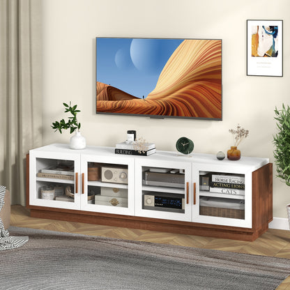 Large TV Stand for TVs up to 75 Inch with 4 Tempered Glass Doors for Living Room, White Entertainment Centers & TV Stands   at Gallery Canada