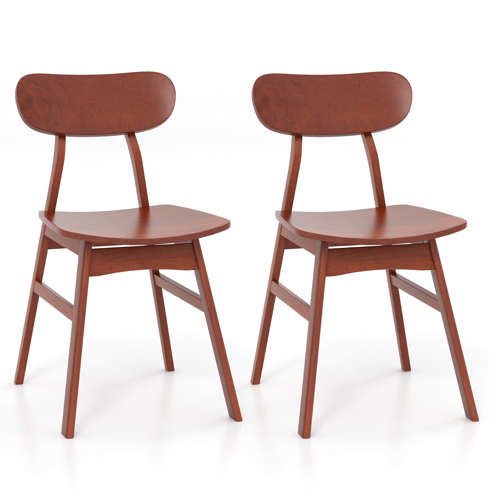 Set of 2 Modern Dining Chairs with Curved Backrest and Seat, Walnut Dining Chairs Walnut  at Gallery Canada