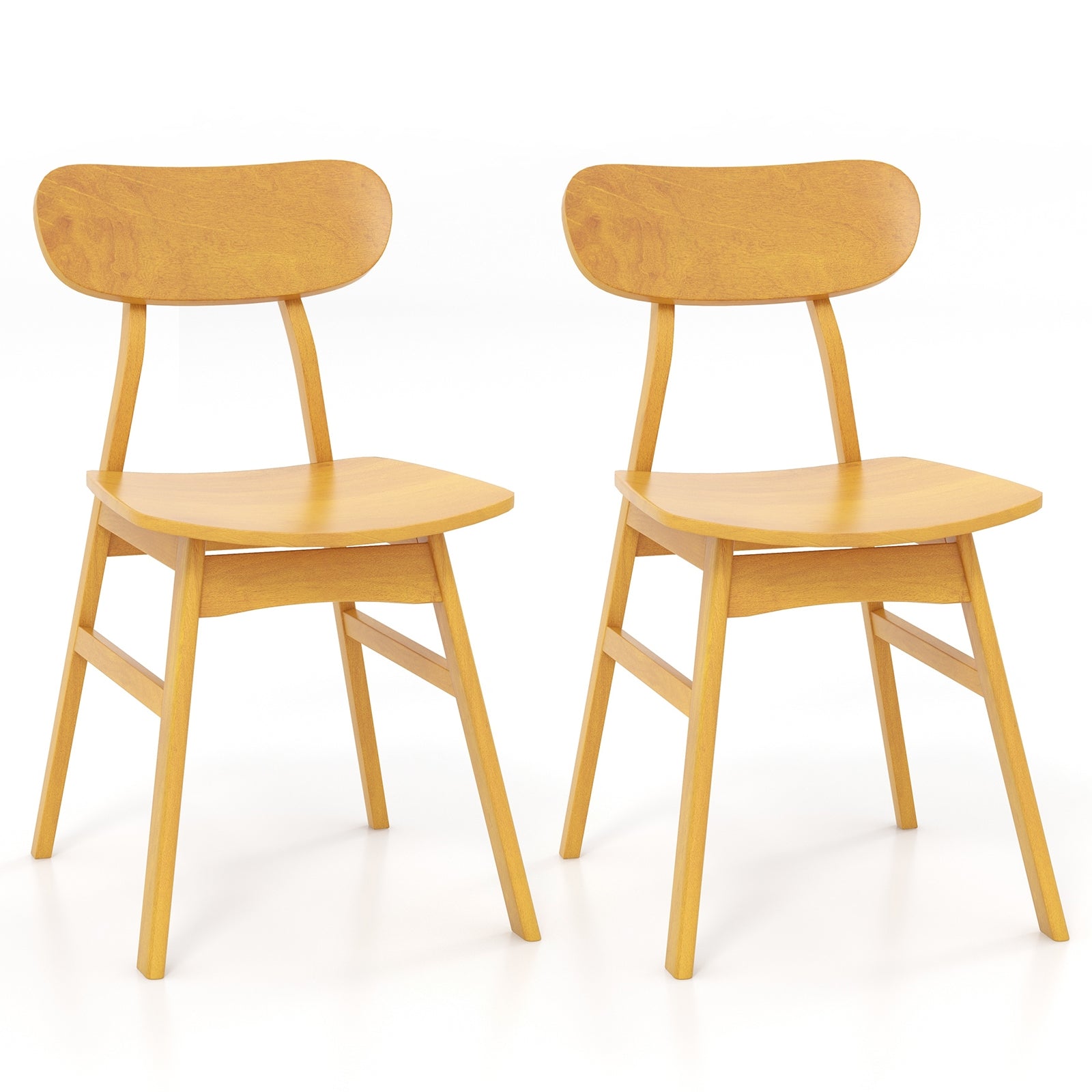 Set of 2 Modern Dining Chairs with Curved Backrest and Seat, Natural Dining Chairs Natural  at Gallery Canada