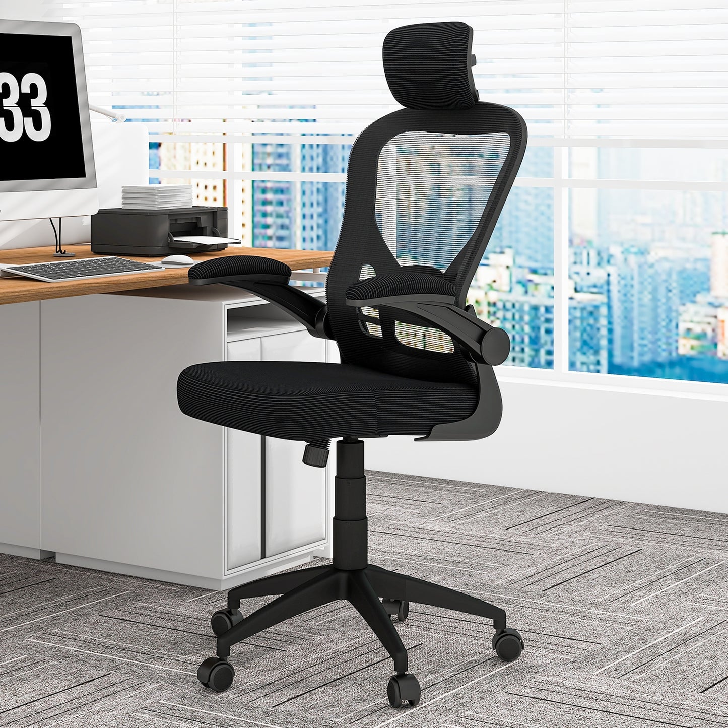 Ergonomic Mesh Office Chair with Adjustable Height for Home Office, Black Ergonomic Chairs   at Gallery Canada