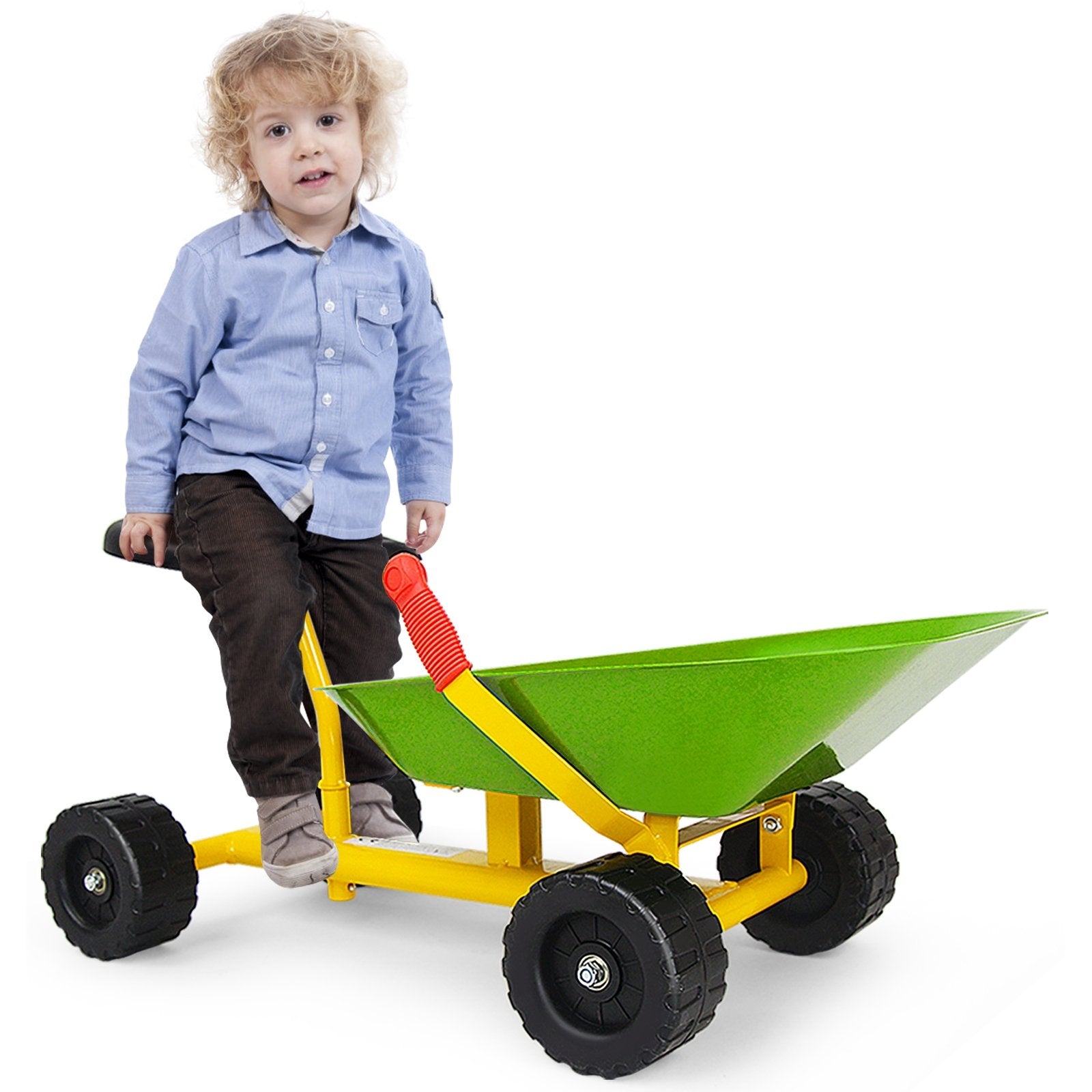 8 Inch Heavy Duty Kids Ride-on Sand Dumper with 4 Wheels, Lime Green Sandboxes   at Gallery Canada