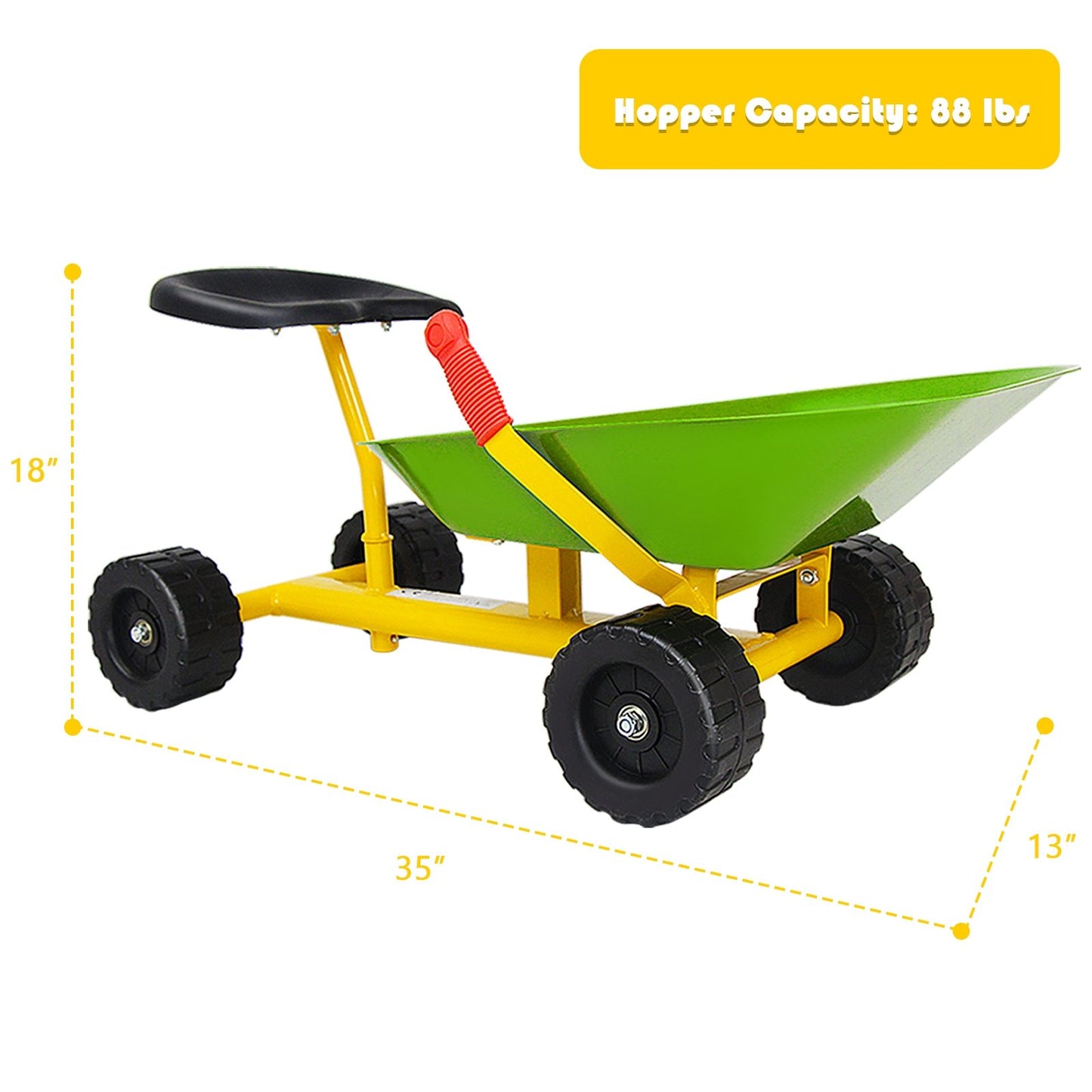 8 Inch Heavy Duty Kids Ride-on Sand Dumper with 4 Wheels, Lime Green Sandboxes   at Gallery Canada